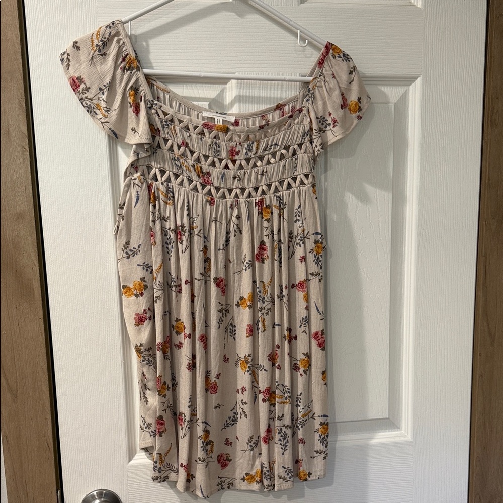 Maurices Floral Off-Shoulder Blouse - Cream, Red, Yellow